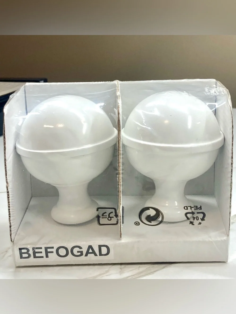 NEW IKEA BEFOGAD White Metal Finials Curtain Rod Ends 903.147.51 One Pair